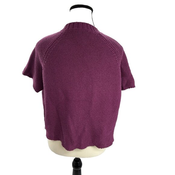 Loft Womens Size XL Cardigan Purple Short Sleeve Button Front Knit Sweater Top - Picture 4 of 6
